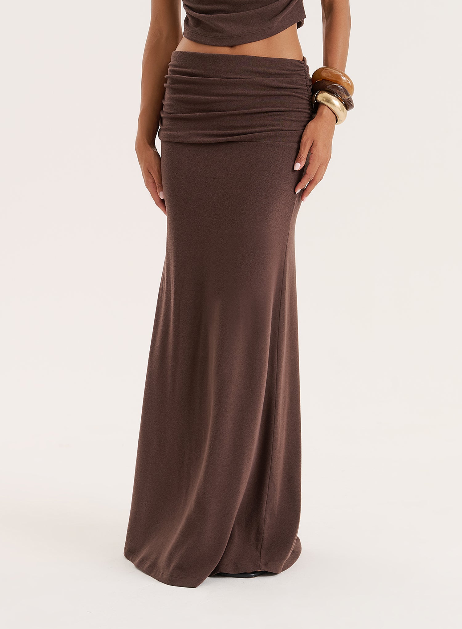 Chocolate Jersey Drop Waist Maxi Skirt